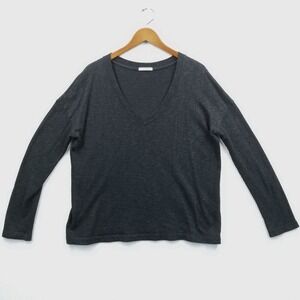 James Perse Standard Sweater Women‎ 4 XL Black Heathered V-Neck Lightweight Top